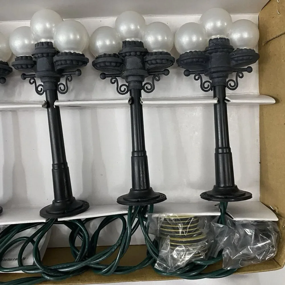 Vtg Kurt Adler 10 Victorian Street Light Set For Christmas Village or Tree NIB